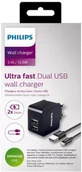Kable komputerowe i do monitorów - Philips Ładowarka 5V/3.1A 15.5W USB Type C (z kablem USB Type C) Phil-DLP2307A/12 - miniaturka - grafika 1