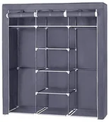 Wieszaki i stojaki - SONGMICS Songmics RYG12G szafa składana z tkaniny, wym.: 175 x 150 x 45 cm, kolor szary 777RYG12G - miniaturka - grafika 1