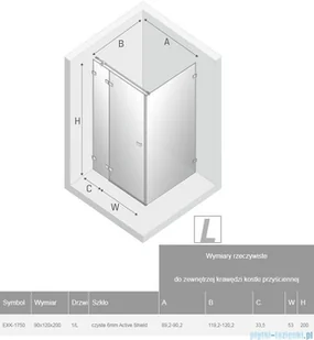 New Trendy Avexa Gold kabina PROSTOKĄTNA 90x120x200 cm przejrzyste lewa EXK-1750 - Kabiny prysznicowe - miniaturka - grafika 2