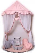 Namioty i tipi dla dzieci - Różowo-biały baldachim dla dziecka z 6 poduszkami i matą M2-N88 - miniaturka - grafika 1