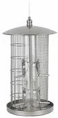 Karmniki dla ptaków - Dehner Natura dozownik karmy dla dzikich ptaków Triple,  22 cm, wysokość 36,5 cm, stal szlachetna, szary 4173456 - miniaturka - grafika 1