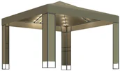 Altany ogrodowe - vidaXL Altana z podwójnym dachem i sznurem lampek LED 3x3x2,7 m, taupe - miniaturka - grafika 1