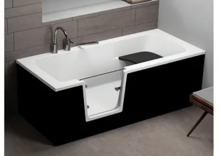 Polimat Wanna akrylowa dla osób niepełnosprawnych z drzwiczkami Vovo 150x75 cm Black - Wanny - miniaturka - grafika 3