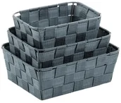 Pojemniki łazienkowe - Kela Alvaro zestaw kosz, materiał, szary, 24 x 19 x 8.5 cm, 3-jednostek 23027 - miniaturka - grafika 1