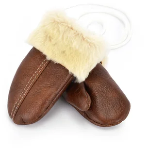 TMC Naturalleather Ciepłe brazowe rękawiczki skórzane z jednym palcem dziecięce - Rękawiczki dla dzieci - miniaturka - grafika 7