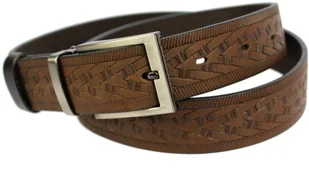 WIREX (PL) Pasek Skórzany Męski WIREX (PL) Klamra Nowoczesna GŁADKI SZARFOWANY "BIEŻNIK" BRĄZOWY 35 mm Skóra Licowa Extra - Paski - miniaturka - grafika 3