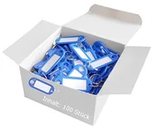 Breloki - Wedo 262801803 breloczek na klucze z tworzywa sztucznego (z pierścieniem, etykiety, wymienna) 100 sztuk, niebieski 262801803 - miniaturka - grafika 1