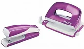 Zszywacze biurowe - Zszywacz i dziurkacz mini WOW fioletowy 55612062 - miniaturka - grafika 1