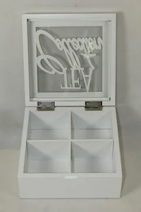 Pigmejka Skrzyneczka na herbatę PIGMEJKA, biała, 8x18x18 cm - Pojemniki kuchenne - miniaturka - grafika 4