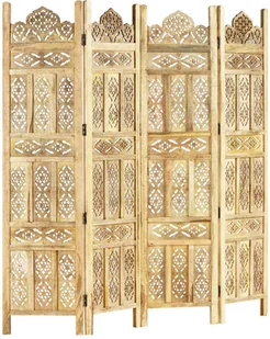 vidaXL Parawan 4-panelowy, ręcznie rzeźbiony, 160x165 cm, drewno mango vidaXL - Parawany - miniaturka - grafika 7