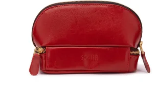 Solier Gold for Women Skórzana kosmetyczka damska FK02 Solier czerwona - Kosmetyczki, organizery i kuferki - miniaturka - grafika 3