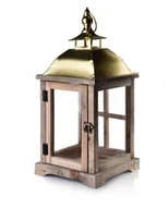 Świeczniki - Mondex MONDEX LEVI ATURAL LAMPION 20 X 20 X 43 CM DREWNO + SZKŁO HTO1713 17 - miniaturka - grafika 1