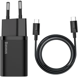 Baseus Super Si szybka ładowarka sieciowa Quick Charge 3.0 Power Delivery 25W 3A + Kabel USB Typ C - USB Typ C 3A 1m czarny (TZCCSUP-L01) TZCCSUP-L01 - Ładowarki do telefonów - miniaturka - grafika 2