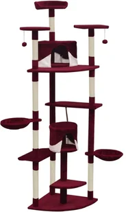 vidaXL Drapak dla kota z sizalowymi słupkami, 203 cm, czerwono-biały - Drapaki dla kotów - miniaturka - grafika 2