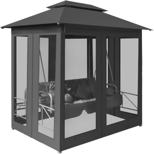 vidaXL Huśtawka ogrodowa z baldachimem, 220x160x240 cm, antracytowa - Huśtawki - miniaturka - grafika 2