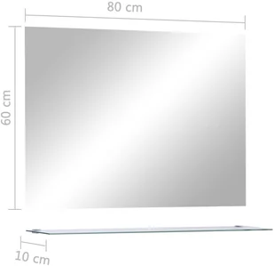 vidaXL Lustro ścienne z półką, 80x60 cm, hartowane szkło - Lustra - miniaturka - grafika 6