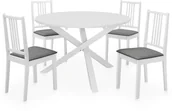 Stoły z krzesłami - vidaXL 5-częściowy zestaw mebli do jadalni, MDF, biały - miniaturka - grafika 1