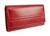 Portfele - Wilmar (PL) Portfel Damski (PL) Klamra 16 cm Skóra Włoska Z Kartami P15 Ozdobna Nitka - miniaturka - grafika 1