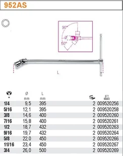 Beta KLUCZ NASADOWY TYP T Z PRZEG.SZEŚC.5/8" 952AS/5/8 - Klucze i nasadki - miniaturka - grafika 2