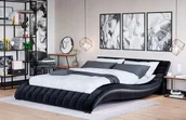 Łóżka - EMWOmeble NOWOCZESNE ŁÓŻKO 140x200 - MODENA LED (839) - WELUR CZARNY - miniaturka - grafika 1