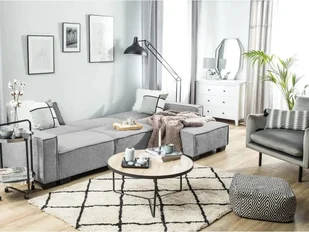 Beliani Sofa narożna lewostronna z funkcją spania jasnoszara ROMEDAL - Narożniki - miniaturka - grafika 3