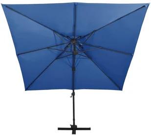 vidaXL Parasol wiszący z podwójną czaszą, 300x300 cm, lazurowy 312378 - Parasole ogrodowe - miniaturka - grafika 4