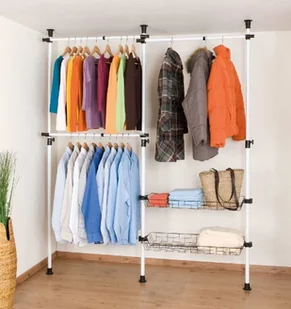 Wenko WENKO herkulesie Duo regulowana Wewnętrzny system teleskopowy, garderoby-system, nierdzewna, Biały, 38 x 215 x 300 cm 50611100 - Wieszaki i stojaki - miniaturka - grafika 4