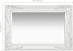 vidaXL Lustro ścienne w stylu barokowym, 60x40 cm, białe - Lustra - miniaturka - grafika 6