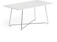 Ławy i stoliki kawowe - AJ Produkty Stolik kawowy IRIS, prostokątny, 510 mm, chrom, biały - miniaturka - grafika 1