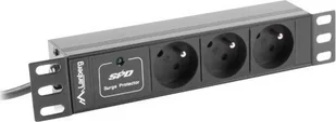 Listwa zasilająca Lanberg do szaf 10" 1U 10A PDU 3x Schuko 2m czarna - Listwy zasilające - miniaturka - grafika 2