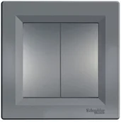 Gniazdka elektryczne - Schneider Electric Łącznik podwójny Asfora stal EPH0301162 - miniaturka - grafika 1