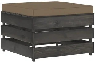 vidaXL Modułowy stołek z poduszką impregnowane na szaro drewno 3068140 - Pufy i podnóżki - miniaturka - grafika 2