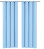 Zasłony - vidaXL Zasłony zaciemniające z kółkami, 2 szt., 135x175 cm, turkusowe - miniaturka - grafika 1