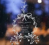 Systemy ekspozycyjne i znaki informacyjne - Naklejka mrożone szkło: Godziny otwarcia Wianuszek OM049b - miniaturka - grafika 1