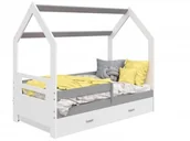 Łóżka dla dzieci i młodzieży - Meble Magnat Domek dziecięce 160x80 dla dzieci biały D3B - miniaturka - grafika 1
