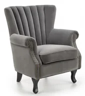 Fotele - Halmar Fotel wypoczynkowy szary velvet TITAN na drewnianych nogach - miniaturka - grafika 1