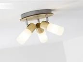 Lampy ścienne - Brilliant Oświetlenie Babsan Lampa w kształcie rondla z reflektorkami Biały, Ciemne drewno, 3-punktowe 51434/50 - miniaturka - grafika 1