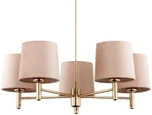 Lampy sufitowe - Euluna Żyrandol Polo, 5-pkt. beżowy/ciemny mosiądz - miniaturka - grafika 1