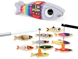 Janod Zestaw do łowienia magnetyczny drewniany 10 rybek Sardynka, - Klocki - miniaturka - grafika 4
