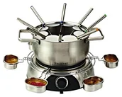 Zestawy do fondue - Suntec Wellness SUNTEC FON-8014 [1,3 L ze stali nierdzewnej V2 A garnka do fondue serowego, 8 patyczki do szaszłyków, 6 miseczek do sosów, ochrona przed wodą bryzgową tłuszczu, przewód 2 m, maks. 1400 Watt] (FON-8014 V2A) - miniaturka - grafika 1