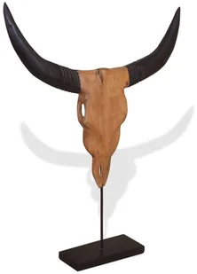 vidaXL Rzeźba byczej głowy, drewno tekowe, 66 x 15 88 cm - Dekoracje domu - miniaturka - grafika 5