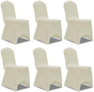 vidaXL Elastyczne pokrowce na krzesła, kremowe, 12 szt. - Pokrowce na meble - miniaturka - grafika 2