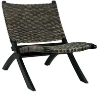 Krzesła - vidaXL Krzesło, czarne, naturalny rattan kubu i lite drewno mahoniowe - miniaturka - grafika 1