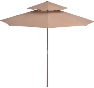 vidaXL Parasol ogrodowy z podwójnym daszkiem, 270 cm, taupe - Parasole ogrodowe - miniaturka - grafika 3