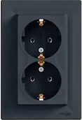 Gniazdka elektryczne - Schneider ASFORA Gniazdo podtynkowe podwójne SCHUKO antracyt EPH9900171 - miniaturka - grafika 1
