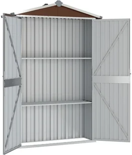 vidaXL Szopa ogrodowa, brązowa, 107,5x46x183 cm, stal galwanizowana 46304 - Altany ogrodowe - miniaturka - grafika 2