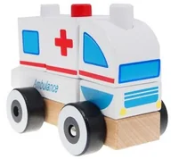 Samochody i pojazdy dla dzieci - IBOX IBOX Drewniany samochodzik karetka W05C012 - miniaturka - grafika 1