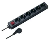 Przedłużacze i rozgałęźniki - REV Ritter 0512380555 listwa zasilająca z 6 gniazdami, z włącznikiem, przewód 1,4 m, kolor czarny 0512380555 - miniaturka - grafika 1