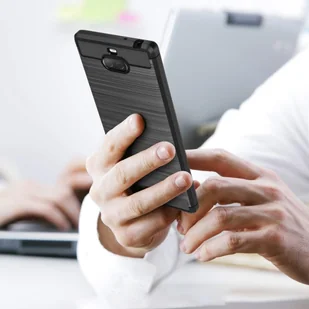 Sony Braders Elastyczne etui pokrowiec Carbon Case do Xperia 10 niebieski - Etui i futerały do telefonów - miniaturka - grafika 6