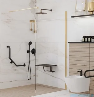 Massi Fix Gold 120x195 kabina Walk In przejrzyste MSKP-FA1021-120-G - Kabiny prysznicowe - miniaturka - grafika 4